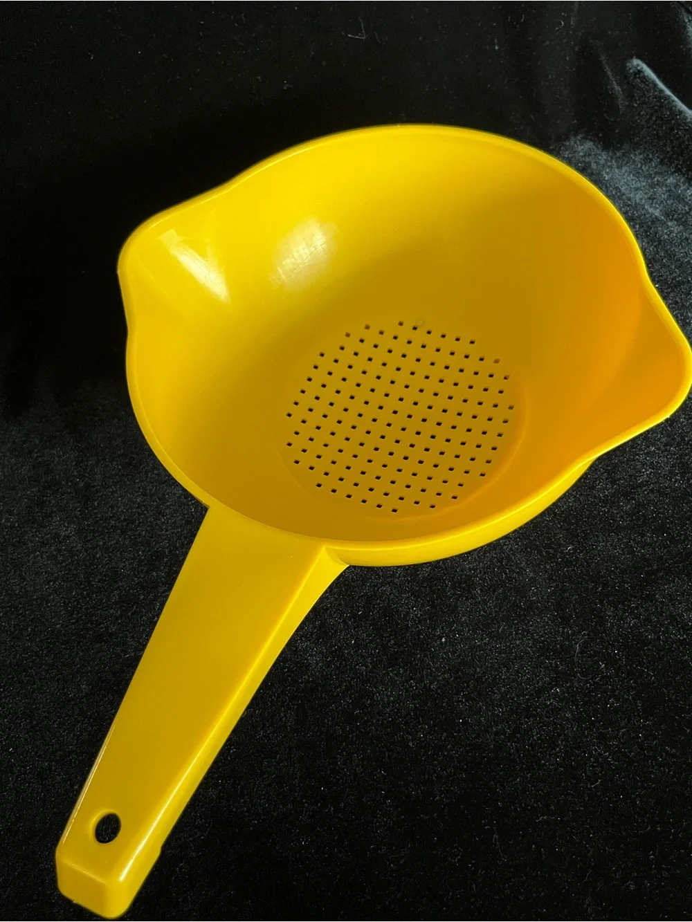 Vintage Tupperware Small Yellow Strainer Colander with Handle